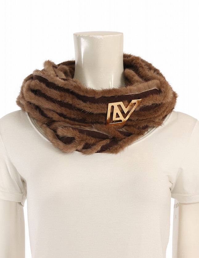 ルイヴィトン ネックウォーマー ブラウン ファー スヌード ミンク M74728