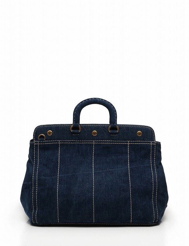 PRADA デニムハンドバッグ ダークブルー 中古・古着通販】PRADA (プラダ) デニムハンドバッグ インディゴ