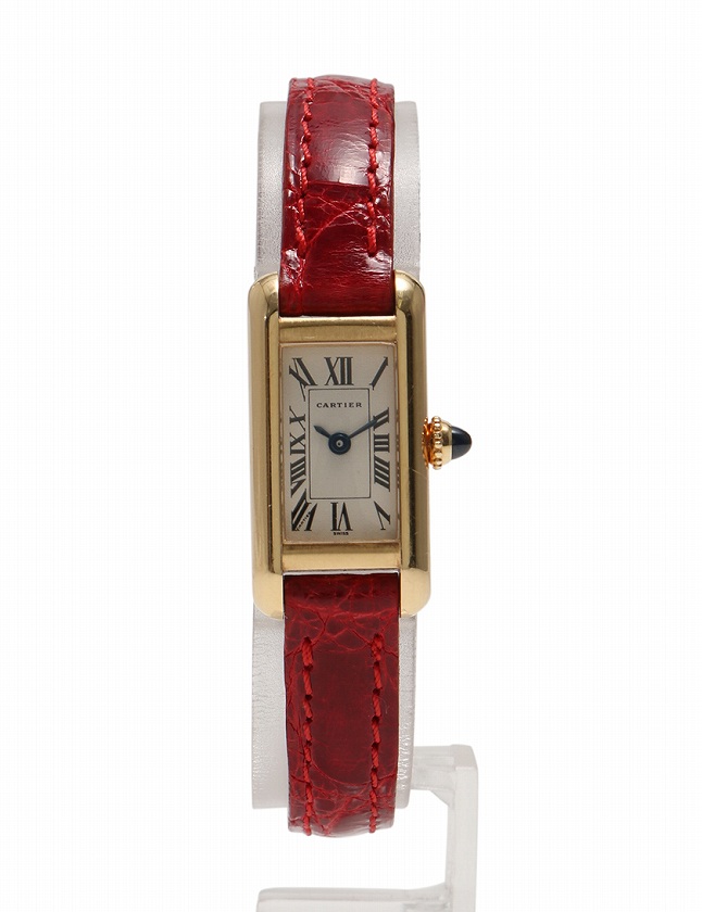 カルティエ Cartier 腕時計 タンクアロンジェ 赤 ゴールド クオーツ 