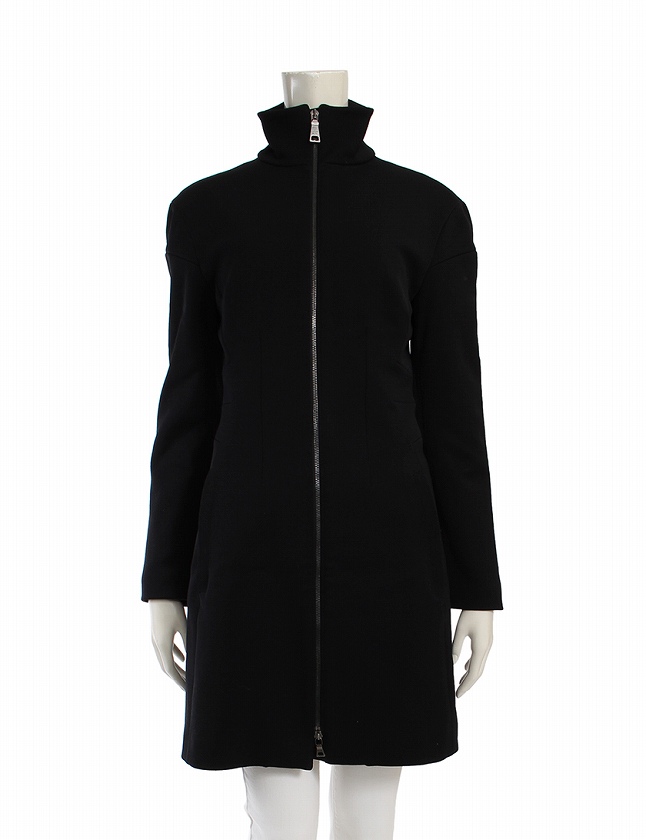 プラダスポーツ PRADA SPORT ロングコート スタンドカラー 黒 ブラック 