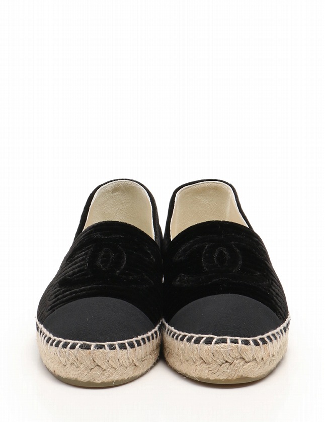 シャネル CHANEL エスパドリーユ フラットシューズ スリッポン ココ