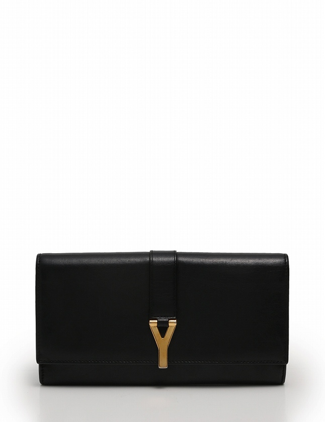 サンローラン パリ SAINT LAURENT PARIS 長財布 Yライン 二つ折り 黒 ブラック ゴールド 小物 レザー 314995 箱 保存袋付き レディース
