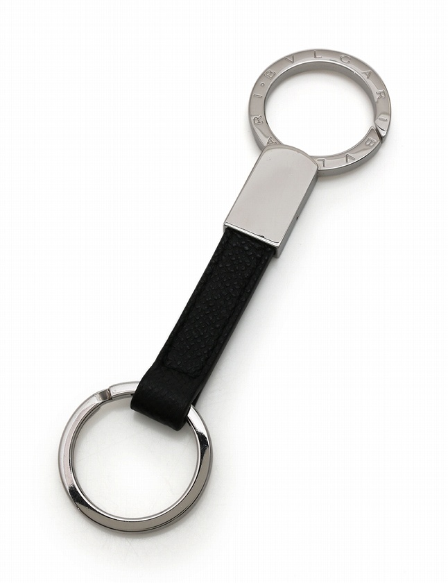 ブルガリ Bvlgari チャーム キーリング ブルガルブルガリ Abu シルバー 黒 小物 レザー メタル 2435 箱付き メンズ 114 ベクトルパーク