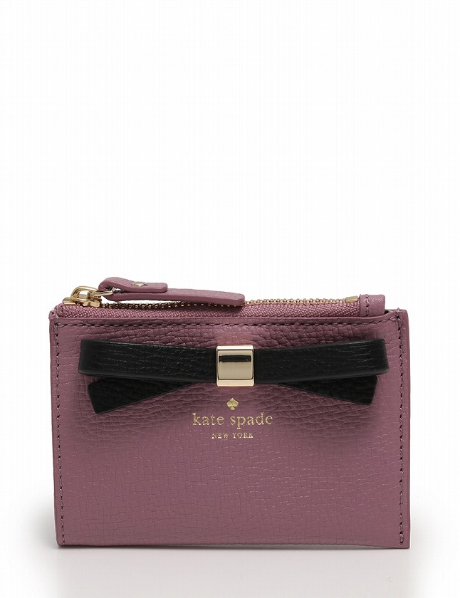 ケイトスペード Kate Spade コインケース 小銭入れ 財布 紫 パープル 黒 小物 レザー リボン Pwru5011 キーリング付き レディース 114 ベクトルパーク
