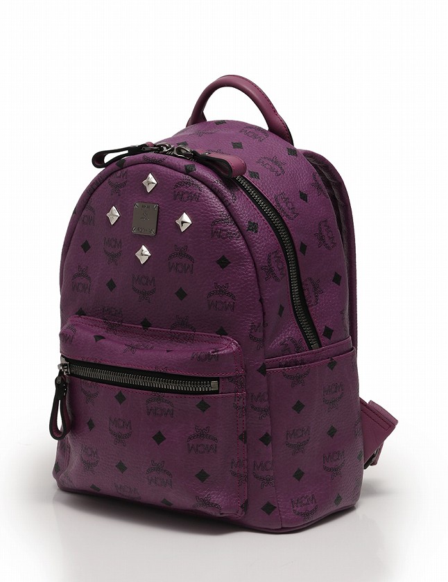 エムシーエム MCM リュック バックパック 紫 パープル PVC レザー MMK 
