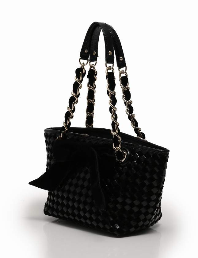 Kate spade ケイト スペードカゴバッグりぼん ブラックエナメル
