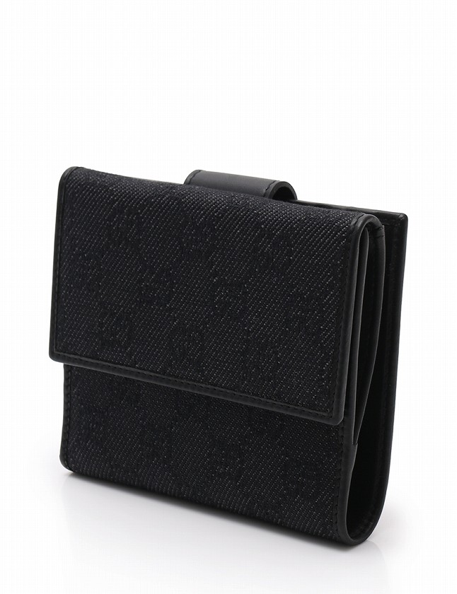 GUCCI ブラック 二つ折り財布 ケース付き GUCCI グッチ 黒 皮 財布 サイフ 二つ折り