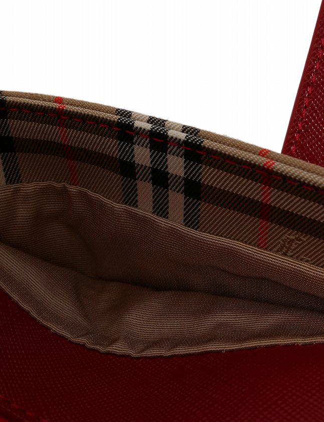 バーバリー BURBERRY ハンドバッグ トートバッグ ベージュ 赤