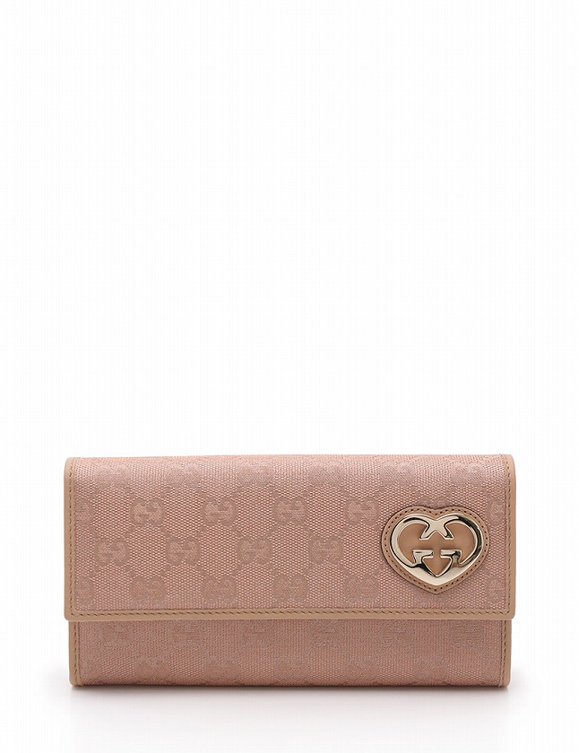 グッチ GUCCI 長財布 二つ折り ラブリー ハート ピンク 小物 GG 