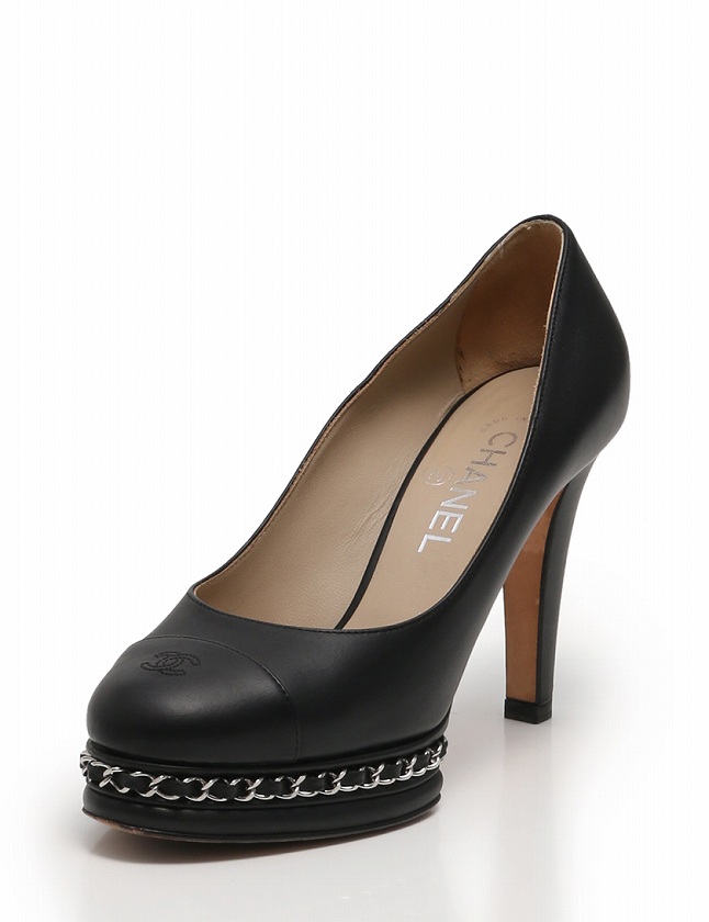 シャネル CHANEL パンプス ヒール ココマーク 黒 ブラック 24.5cm 