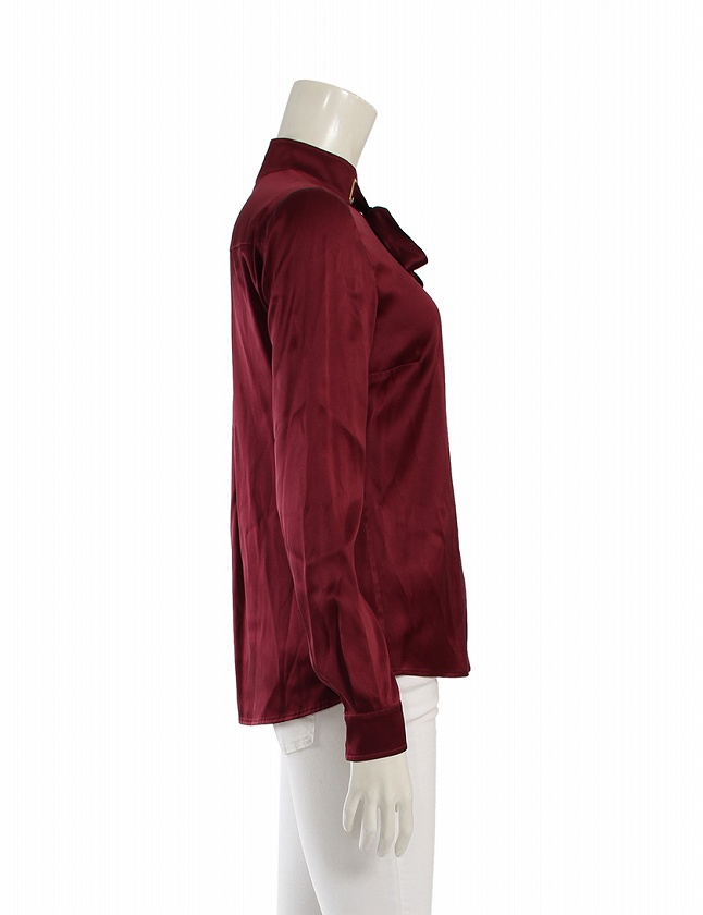 グッチ GUCCI シャツ ブラウス ボルドー 赤 S トップス 長袖 無地 38