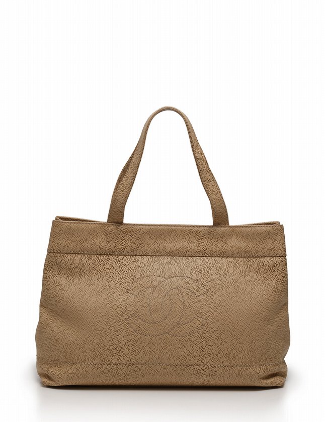 シャネル CHANEL トートバッグ CCロゴ ココマーク ベージュ キャビア 