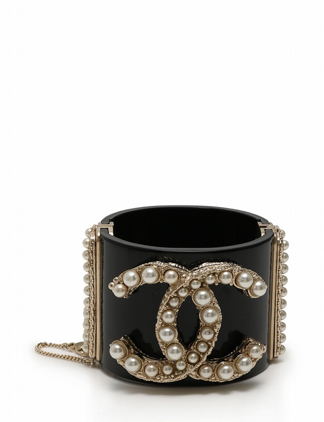 シャネル CHANEL バングル ブレスレット ココマーク 黒 ブラック