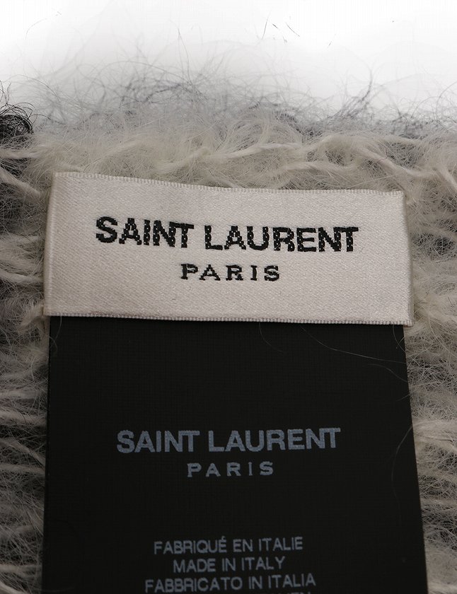 サンローラン パリ SAINT LAURENT PARIS ロングマフラー ボーダー 黒