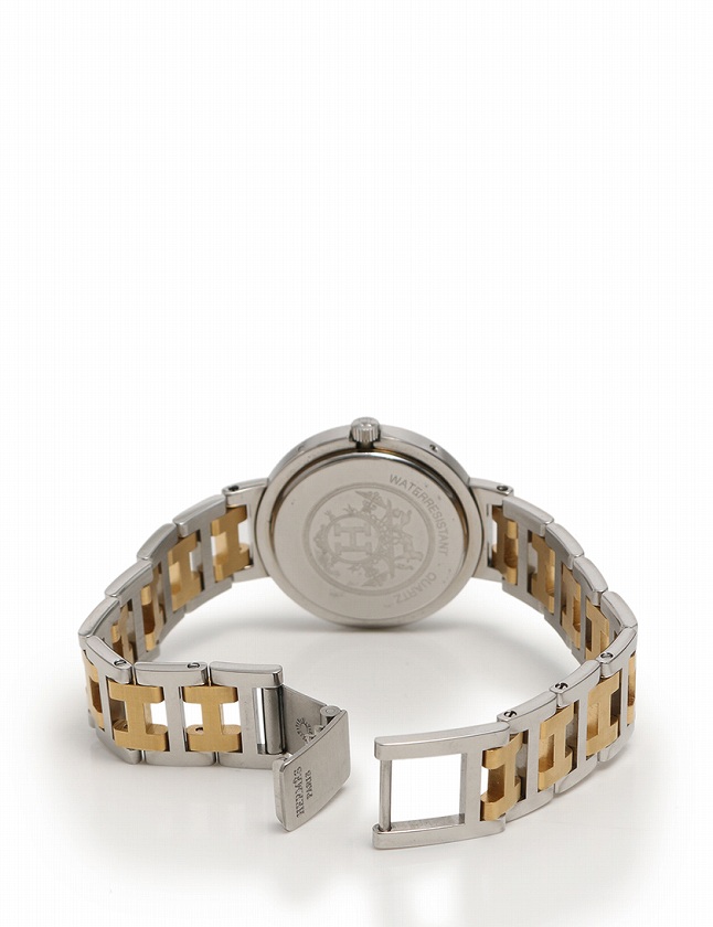 エルメス HERMES 腕時計 クリッパー ボーイズ シルバー ゴールド 白  