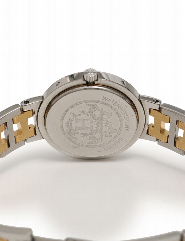 エルメス HERMES 腕時計 クリッパー ボーイズ シルバー ゴールド 白  