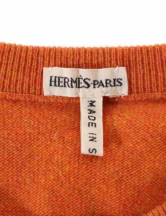 エルメス HERMES アンサンブル ニット カーディガン セーター オレンジ