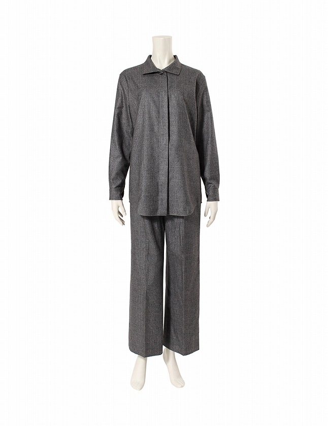 エルメス HERMES セットアップ シャツ ロングパンツ グレー XS 長袖 