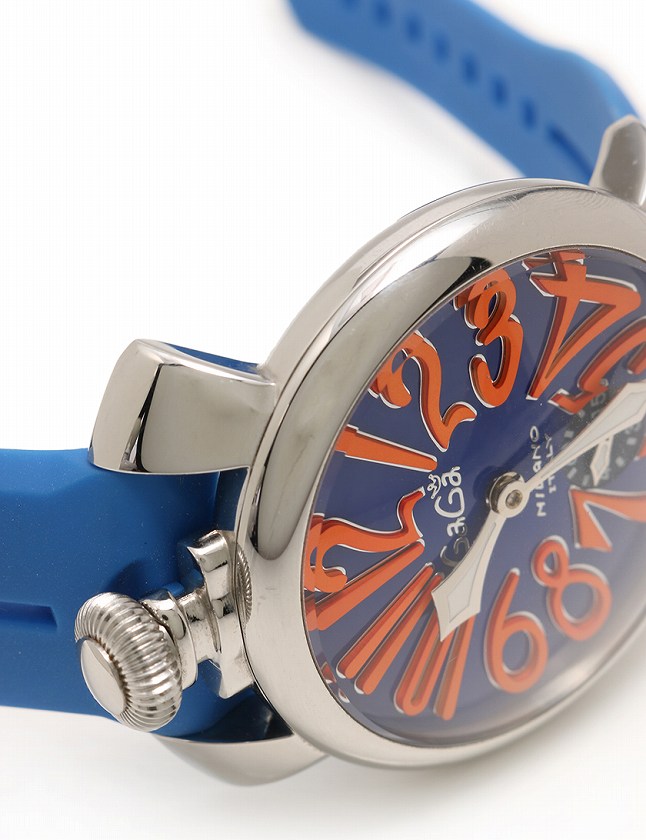 ガガミラノ GaGa MILANO 腕時計 マヌアーレ 48mm 青 ブルー オレンジ 