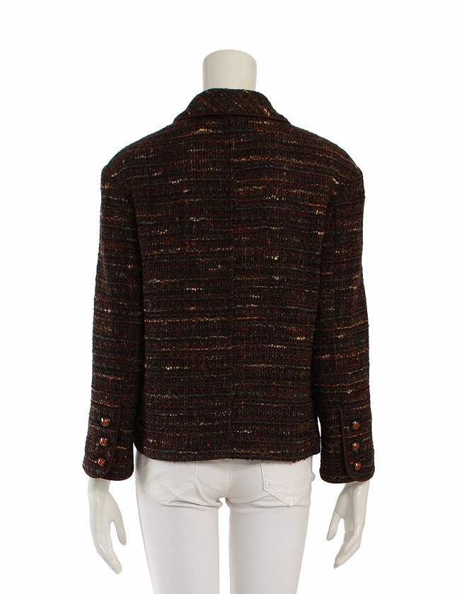 シャネル CHANEL ジャケット ツイード 茶色 ブラウン マルチカラー 98A