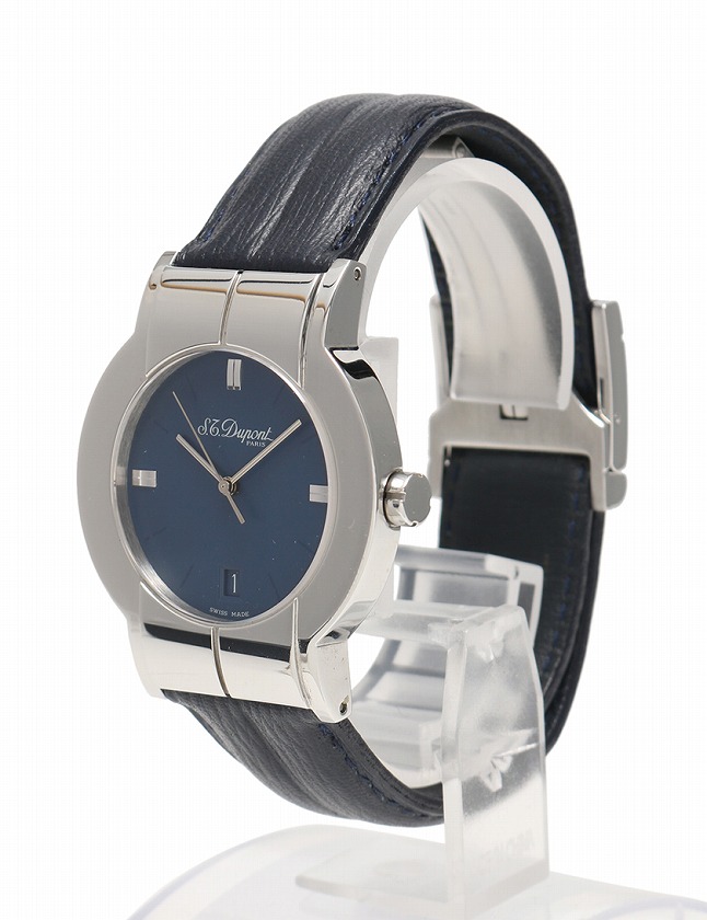 エステーデュポン S.T.DUPONT 腕時計 シルバー ネイビー クオーツ SS