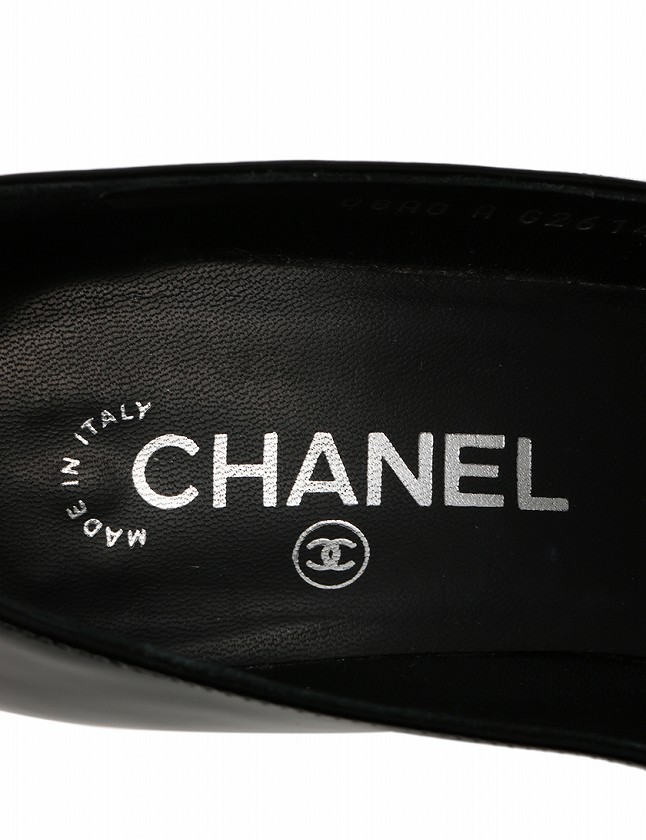 CHANEL シャネル　パンプス　ココマーク　レザー　ブラック　22.5センチ シャネル ココマーク レザー フラットパンプス 35 1/2