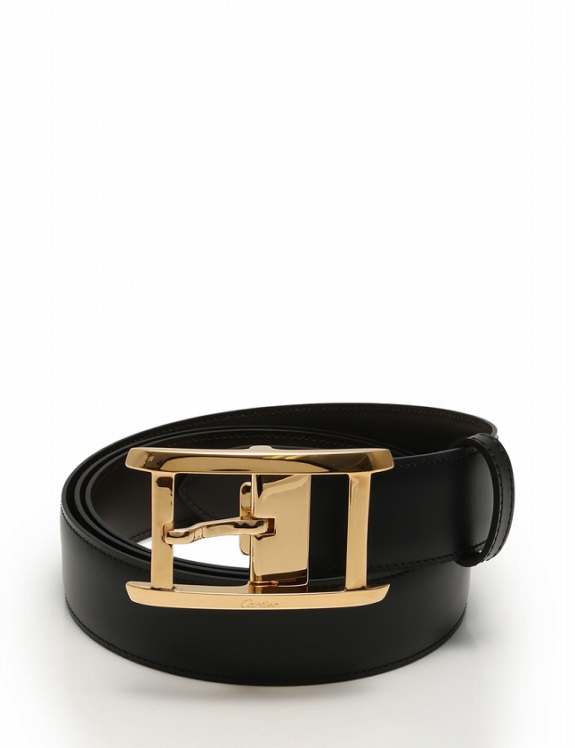 Cartier カルティエ メンズ ベルト黒×金 カルティエ リバーシブル