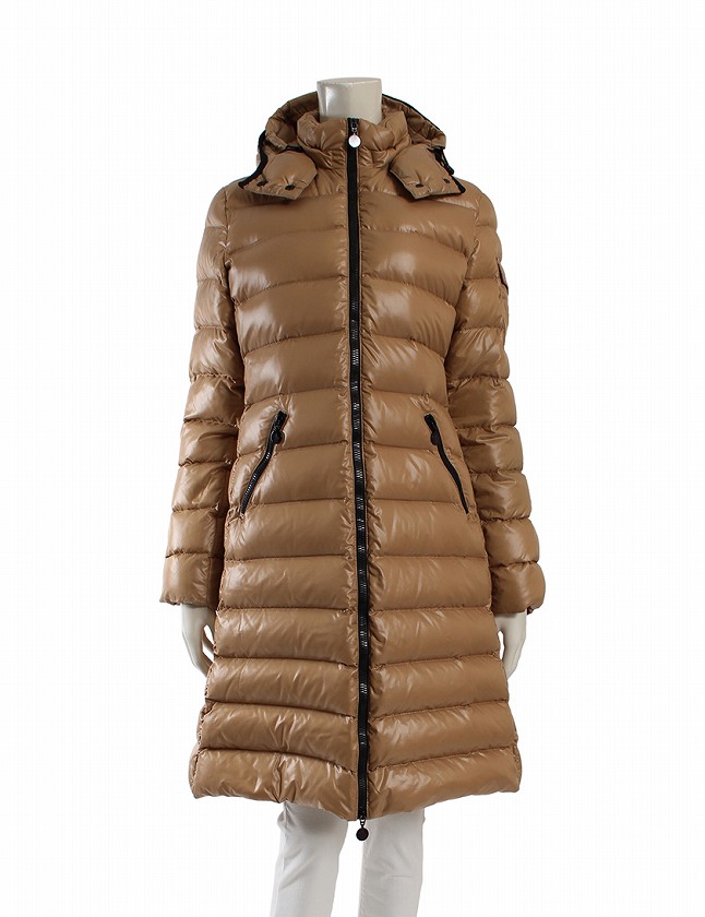 モンクレール MONCLER ダウンコート モカ ベージュ 黒 S アウター ワン 