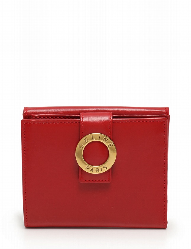 セリーヌ CELINE 財布 二つ折り Wホック 赤 レッド 小物 レザー