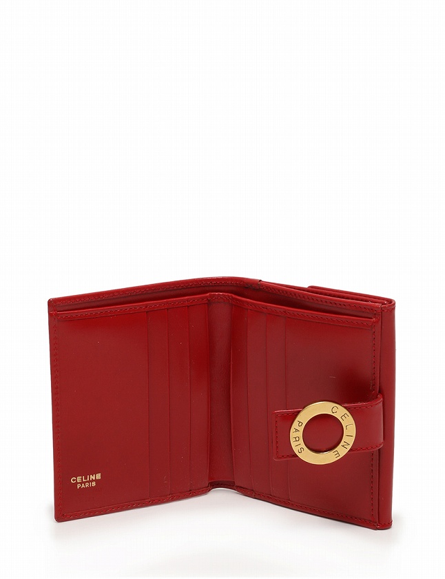 セリーヌ CELINE 財布 二つ折り Wホック 赤 レッド 小物 レザー