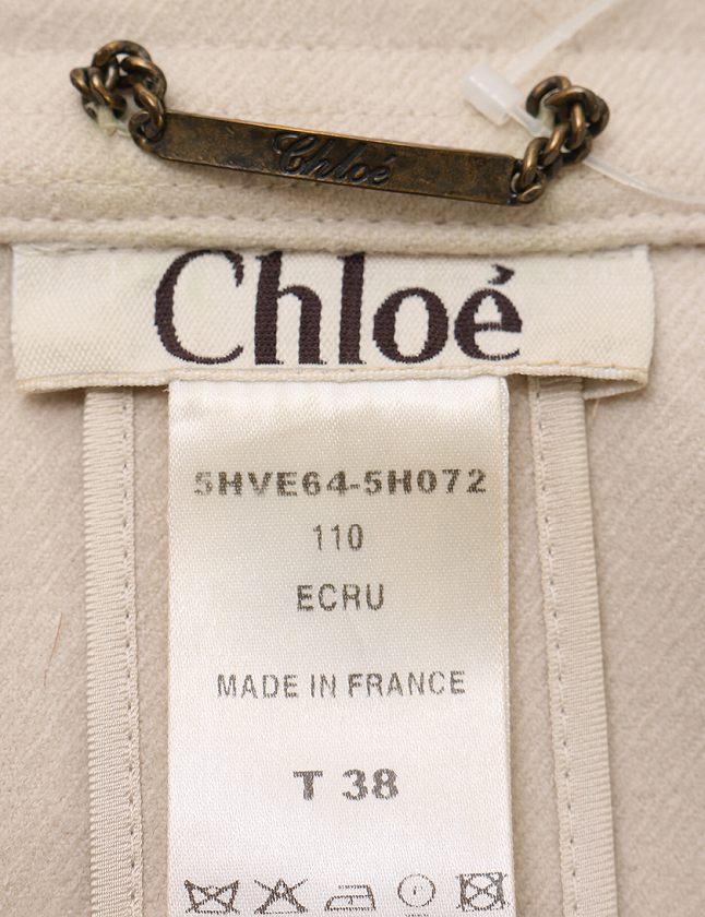 クロエ CHLOE ショートコート ベージュ M アウター 無地 38 ウール100