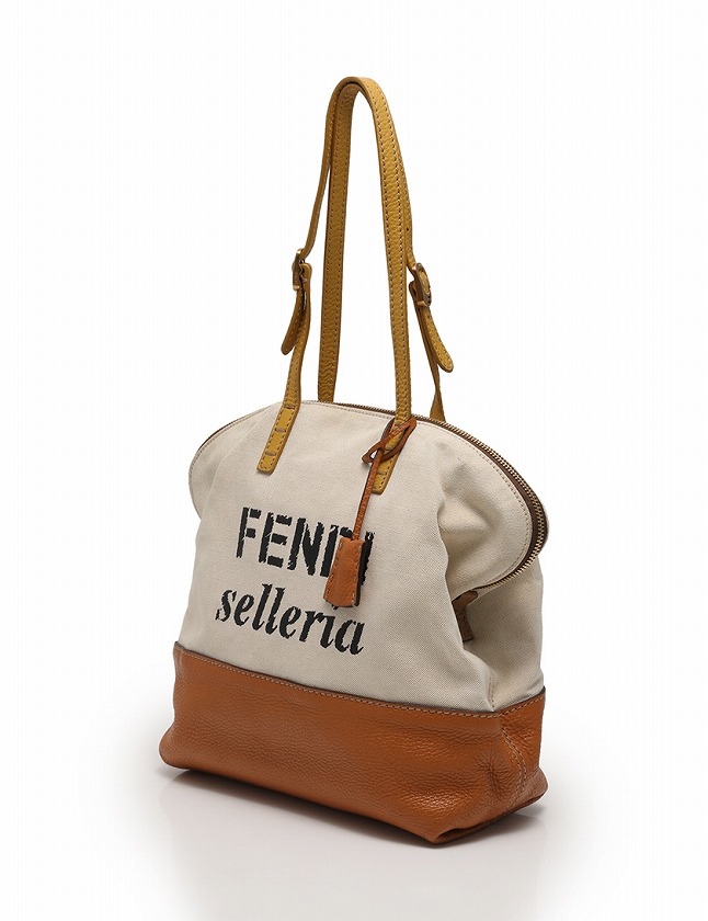 フェンディ FENDI ショルダーバッグ セレリア ベージュ 茶 黄  