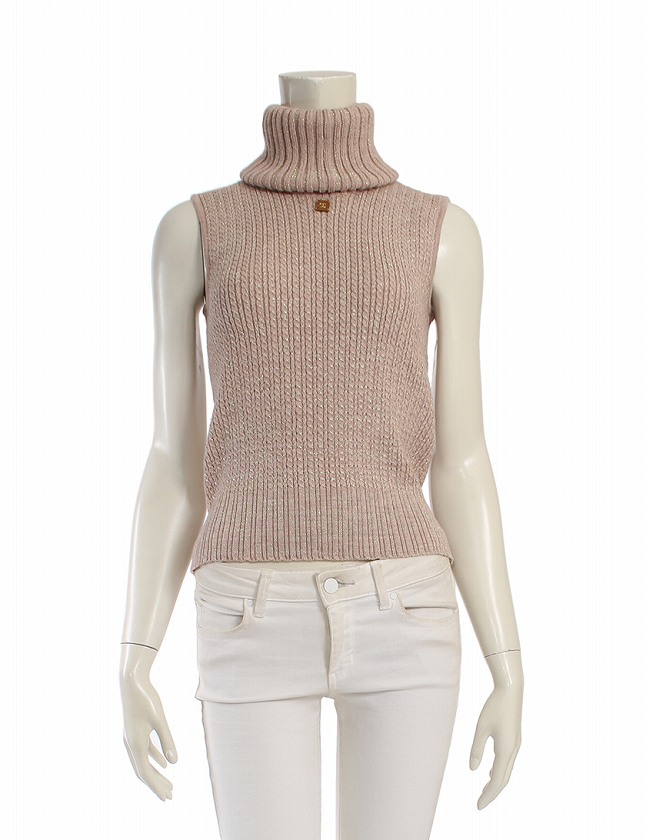 シャネル CHANEL ニット セーター 01A ピンクベージュ M トップス  