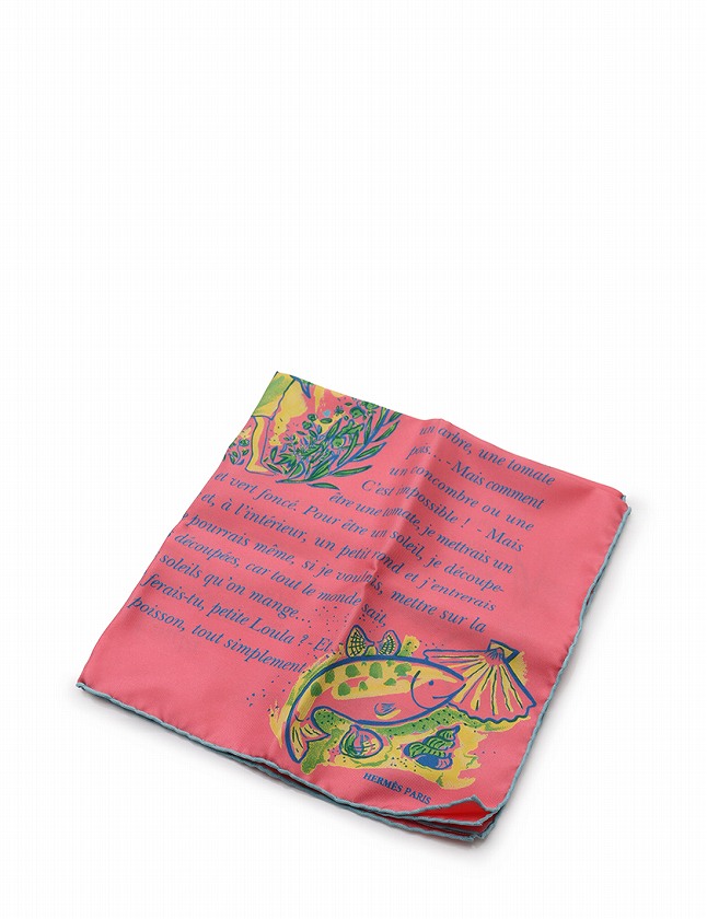 HERMES*ポケットチーフ*スカーフ*ピンク エルメス HERMES カレ45 プチ