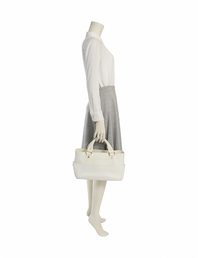 CELINE ホワイトレザー ハンドバッグ ブギーバッグ保存袋付き セリーヌ CELINE ハンドバッグ ブギーバッグ 白 ホワイト レザー 保存
