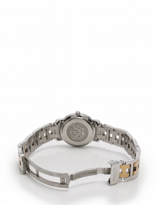 エルメス HERMES 腕時計 クリッパー ゴールド シルバー クリーム