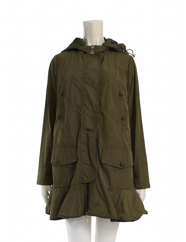 モンクレール MONCLER ロングコート カーキ 緑 S アウター 無地 1 