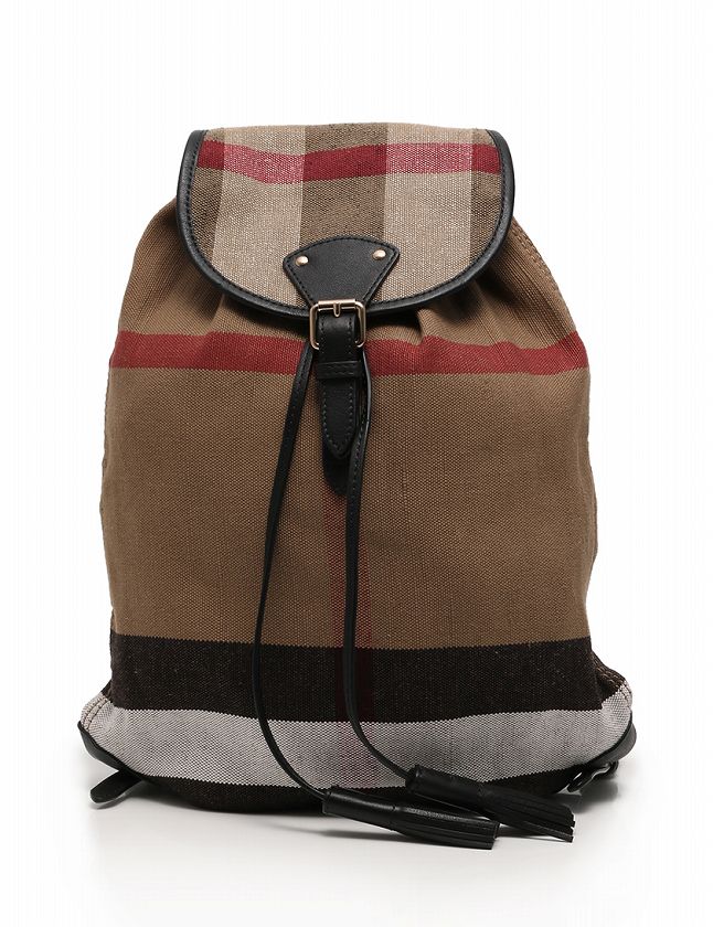バーバリー BURBERRY バックパック リュック ベージュ 赤 黒 チェック 