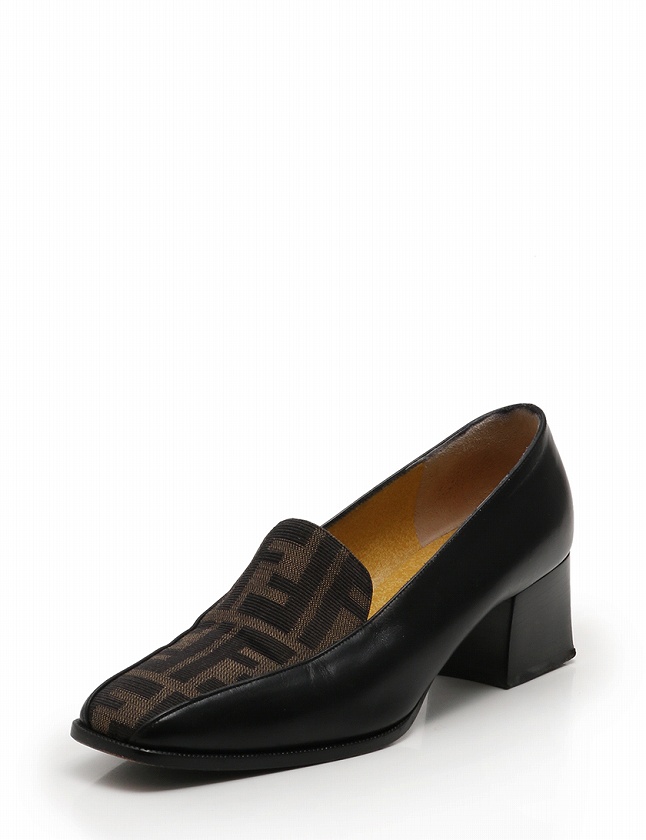 Fendi ローファー ブラウン ブラック 中ヒール ズッカ柄 FENDI