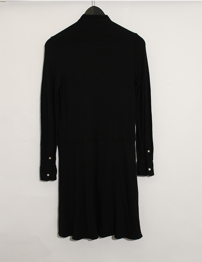 ポロ ラルフローレン Polo Ralph Lauren ワンピース シャツワンピース 黒 ブラック 長袖 ひざ丈 無地 Xs レーヨン ナイロン プリーツ レディース 114 ベクトルパーク