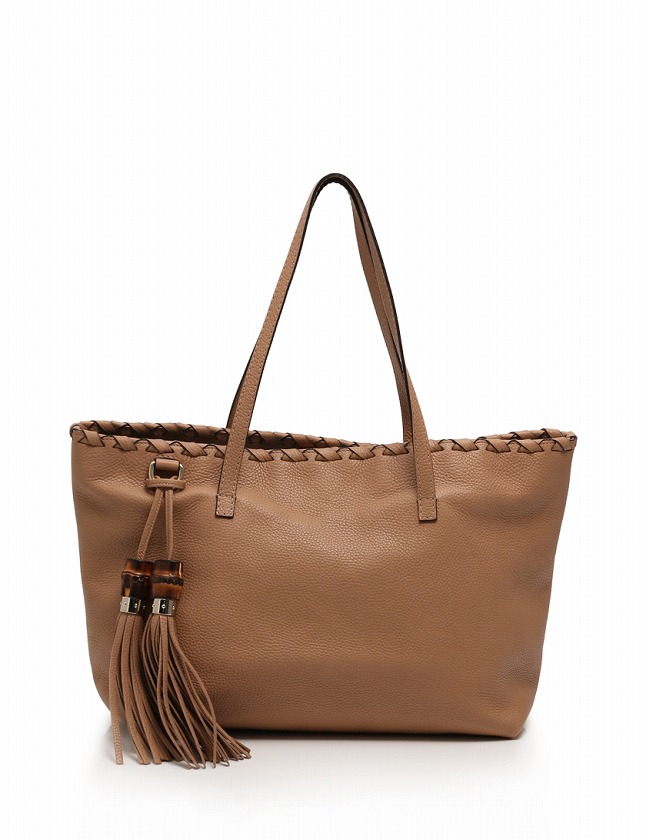 グッチ GUCCI トートバッグ ショルダーストラップ ベージュ レザー 