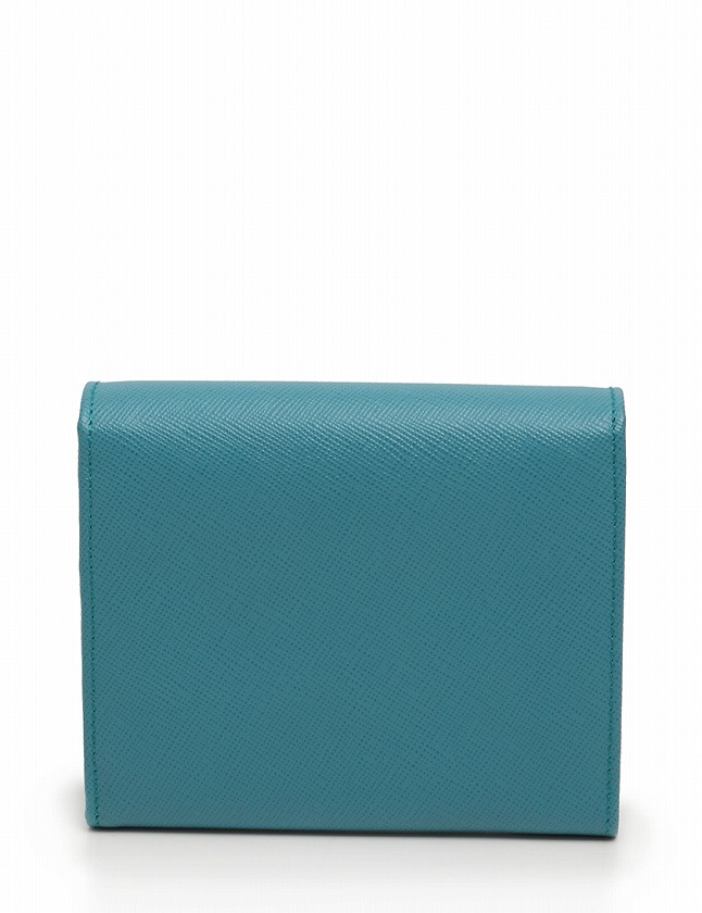 PRADA 三折財布 1M0176 【ランク：A】 PRADA プラダ サフィアーノ ブルー 三つ折財布 アウトレット品
