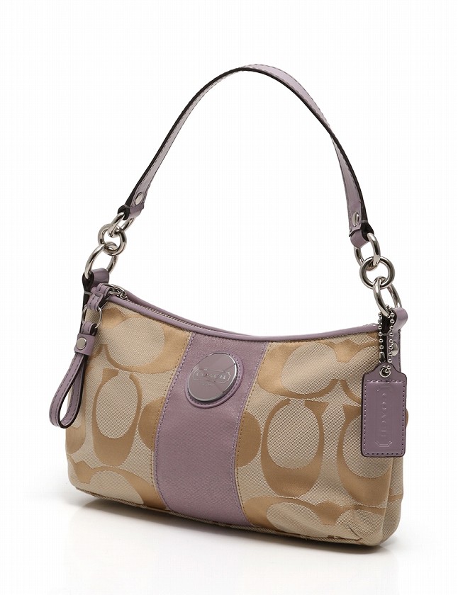 コーチ COACH ショルダーバッグ ベージュ ラベンダー キャンバス 