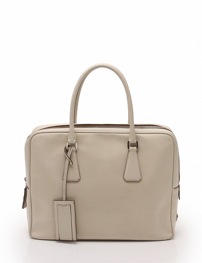 プラダ PRADA ブリーフケース ビジネスバッグ 白 アイボリー レザー  