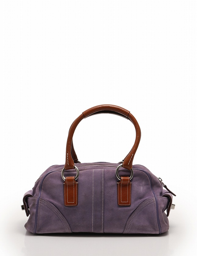 コーチ COACH ハンドバッグ 紫 パープル 茶色 スエード レザー 8A23