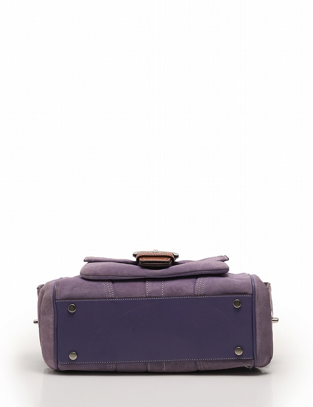 コーチ COACH ハンドバッグ 紫 パープル 茶色 スエード レザー 8A23