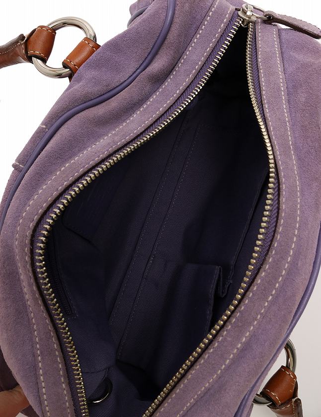 コーチ COACH ハンドバッグ 紫 パープル 茶色 スエード レザー 8A23