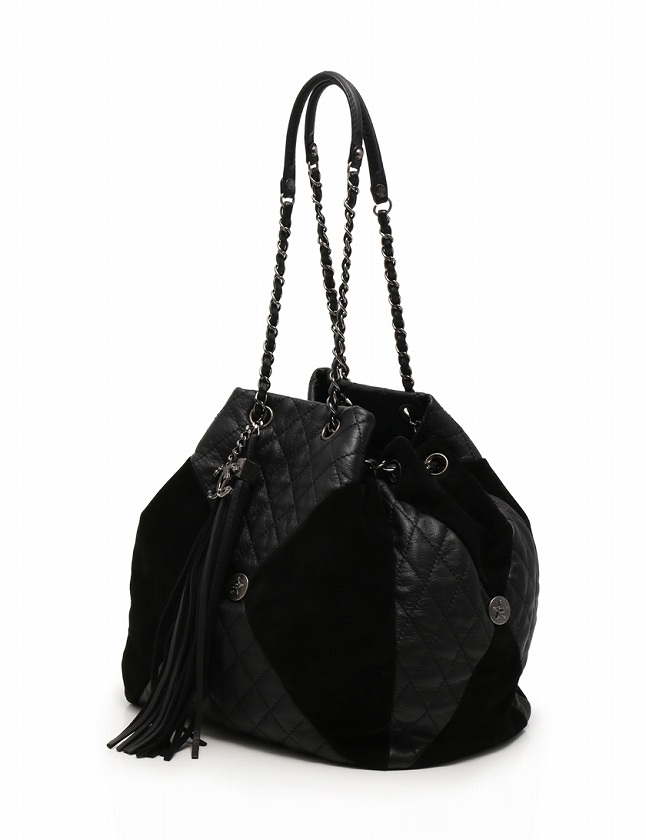 シャネル CHANEL ショルダーバッグ 巾着 パリダラス チェーン 黒