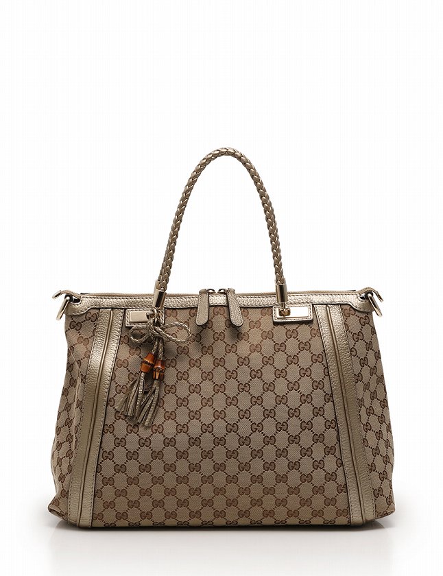 グッチ GUCCI トートバッグ ショルダーバッグ ベージュ メタリック 