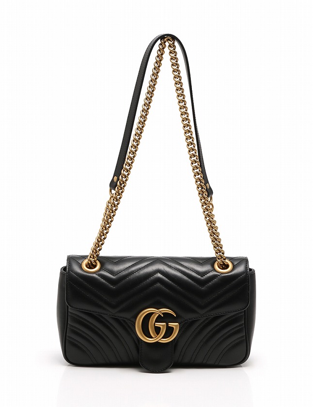 グッチ GUCCI ショルダーバッグ GGマーモント チェーン 黒 ブラック 